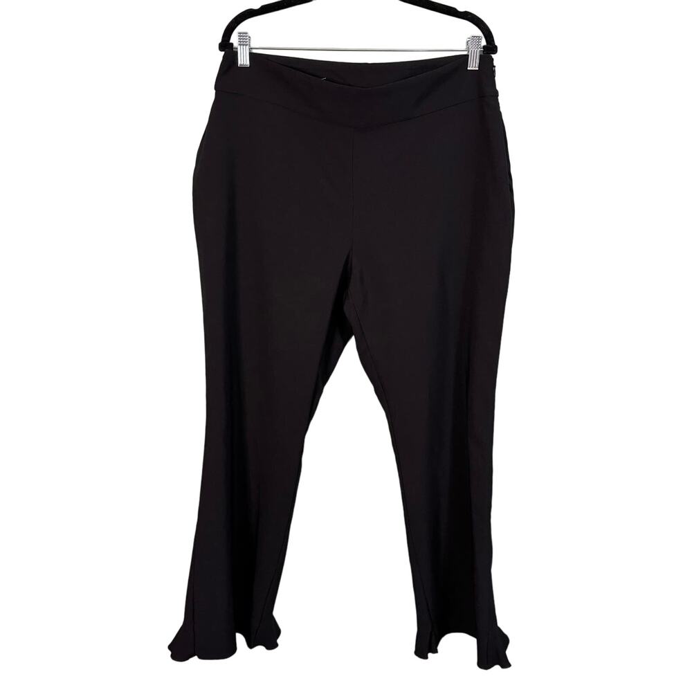 INC International Concepts Pants Womens 14 Ruffle Pull On Workwear Stretch Black